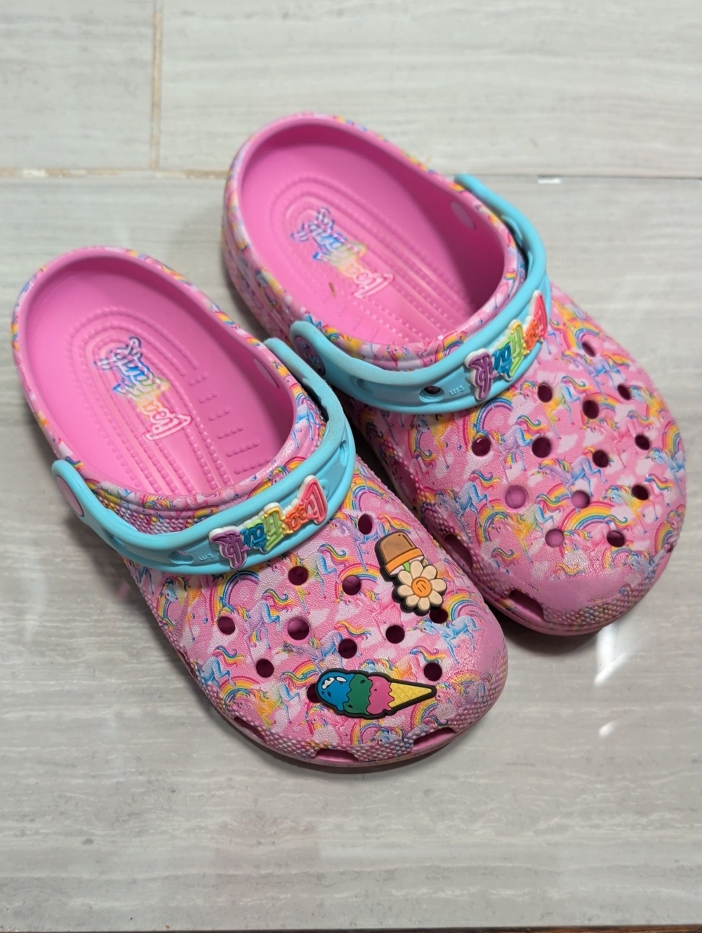 Kids Pink Slip-On Croc - Lisa Frank Print